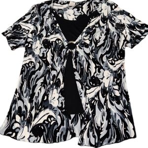 1x ribbed dress blouse shiny dots